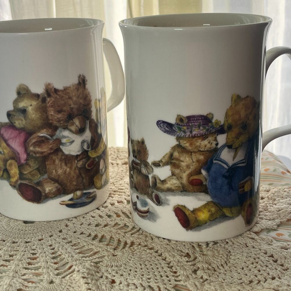 Roy Kirkham White Bear Print Bone China Mugs, Set of 2, One Size
